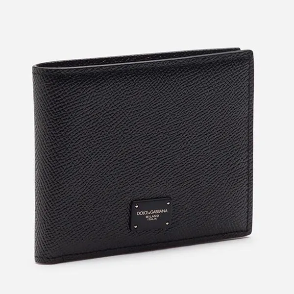 Ví Nam Dolce & Gabbana D&G Dauphine Calfskin Bifold Wallet With Logo Plaque Màu Đen