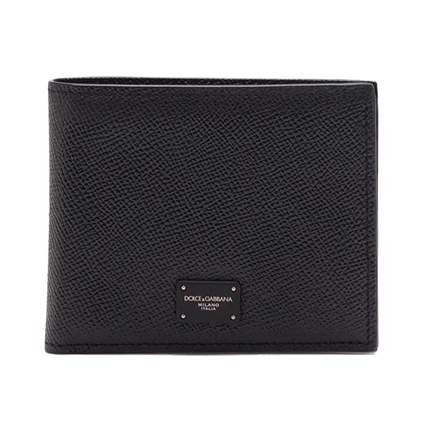 Ví Nam Dolce & Gabbana D&G Dauphine Calfskin Bifold Wallet With Logo Plaque Màu Đen
