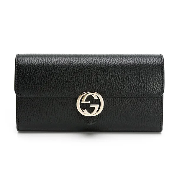 Ví Gucci Long Wallet Interlocking G GG Logo 615524 Leather Black Màu Đen