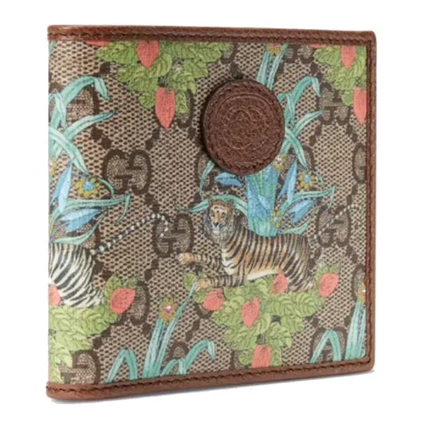 Ví Gucci Tiger Leather Trim GG Jacquard Phối Màu - Túi xách - Vua Hàng Hiệu