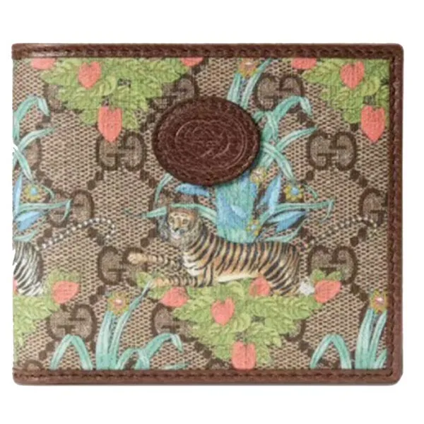 Ví Gucci Tiger Leather Trim GG Jacquard Phối Màu - Túi xách - Vua Hàng Hiệu