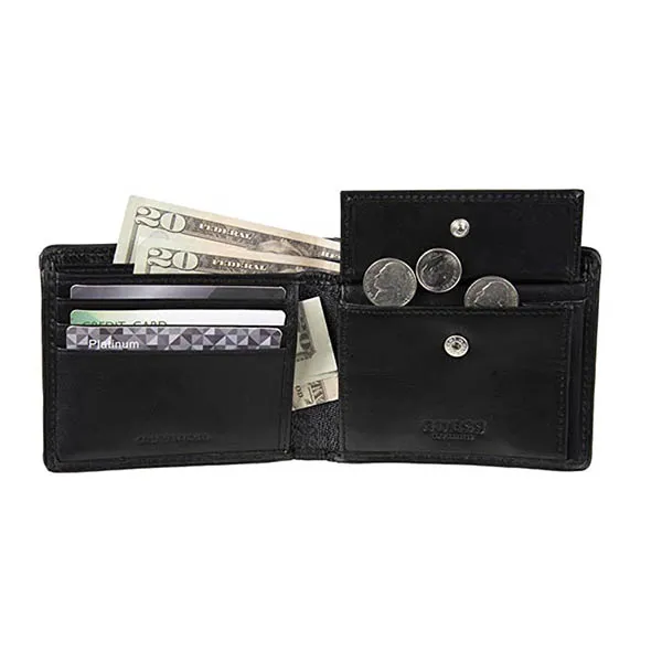 Ví Guess Men's Leather Slim Bifold Wallet Màu Đen Xám - Túi xách - Vua Hàng Hiệu