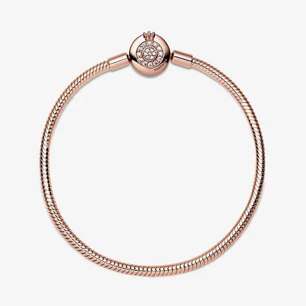 Vòng Đeo Tay Nữ Pandora Moments Sparkling Crown O Snake Chain Bracelet 589046C01 Vàng Hồng Size 19