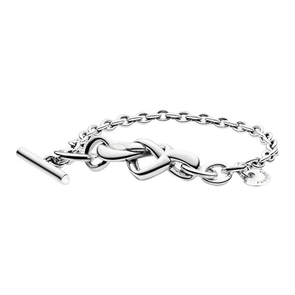 Vòng Đeo Tay Pandora Knotted Heart T-Bar Bracelet 598100 Màu Bạc - 1