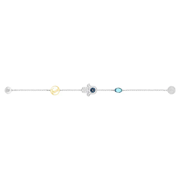 Vòng Đeo Tay Swarovski Remix Collection Strandmagnetic Closure, Hand, Blue, Mixed Metal Finish 5365759 Màu Bạc