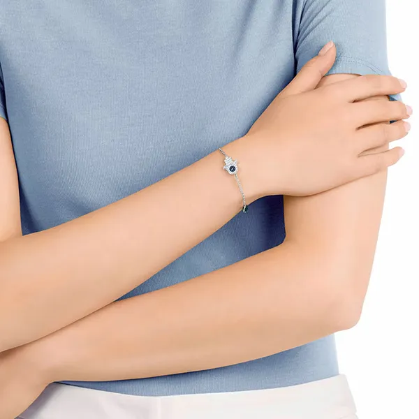 Vòng Đeo Tay Swarovski Remix Collection Strandmagnetic Closure, Hand, Blue, Mixed Metal Finish 5365759 Màu Bạc