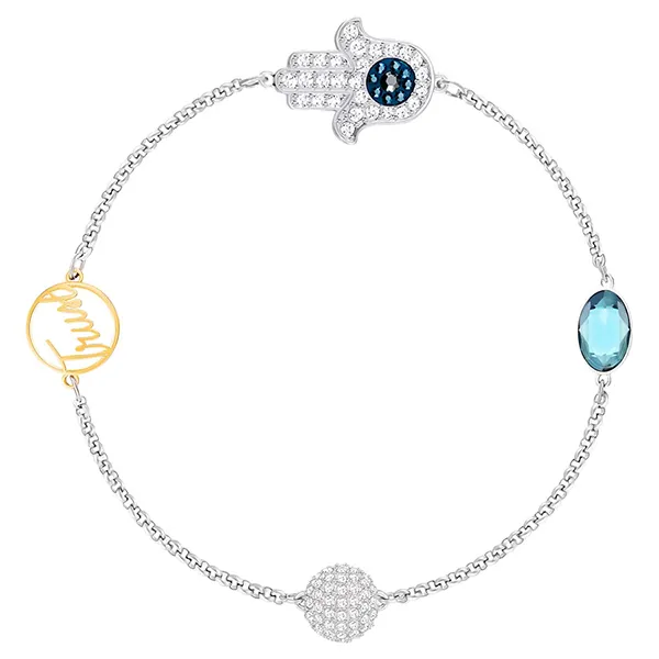 Vòng Đeo Tay Swarovski Remix Collection Strandmagnetic Closure, Hand, Blue, Mixed Metal Finish 5365759 Màu Bạc