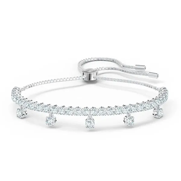 Vòng Đeo Tay Swarovski Subtle White Rhodium Plated Drops Bracelet 5556913 Màu Bạc Phối Xanh