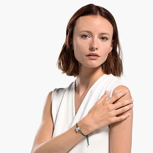 Vòng Đeo Tay Swarovski Women's Power Collection Buddha Bracelet In Green Màu Xanh Bạc