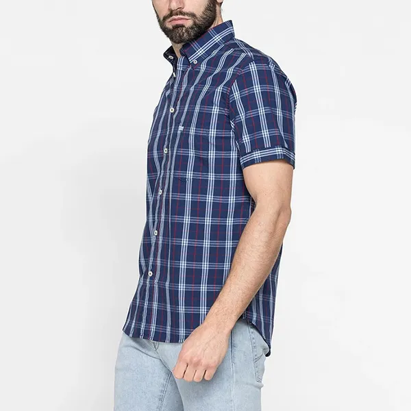 Áo Sơ Mi Carrera Jeans Short Sleeved Shirt 213C1230A_77J Kẻ Ca Rô Màu Xanh Navy Size M