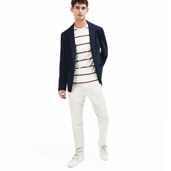 Áo Blazer Lacoste Men's Stretch Cotton Jersey Piqué VH5921.MXQ Màu Xanh Navy