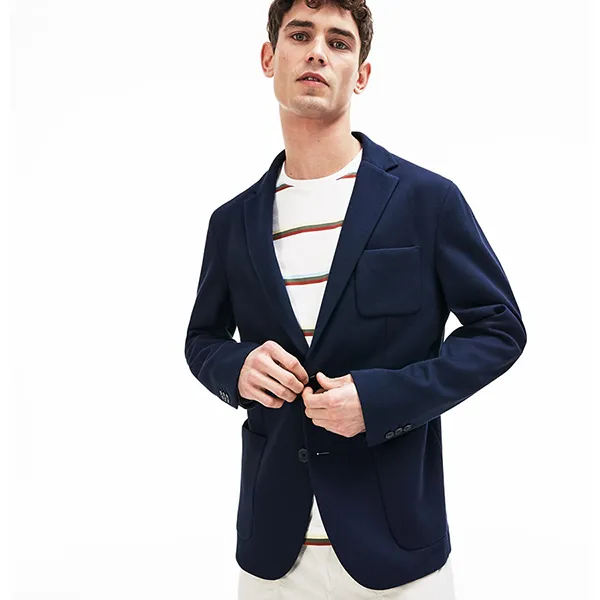 Áo Blazer Lacoste Men's Stretch Cotton Jersey Piqué VH5921.MXQ Màu Xanh Navy