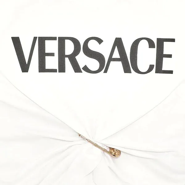 Áo Croptop Nữ Versace White Logo Printed 1010259 1A00769 2W020 Màu Trắng - 4