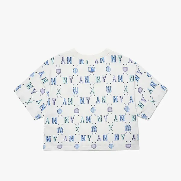 Áo Croptop Nữ MLB Summer Monogram 3FTSM6023-50WHS Màu Trắng Họa Tiết Size S