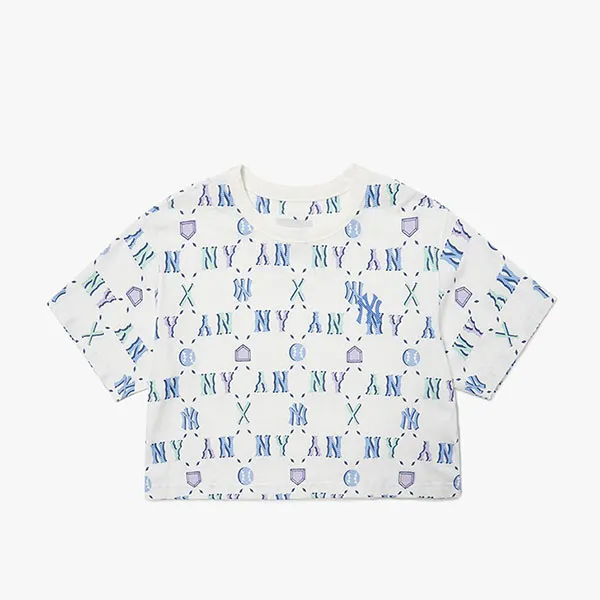 Áo Croptop Nữ MLB Summer Monogram 3FTSM6023-50WHS Màu Trắng Họa Tiết Size S