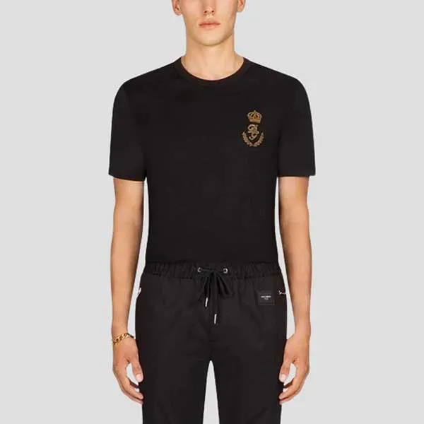 Áo Phông Dolce & Gabbana D&G Black With Logo Embroidered G8IV0Z G7QBZ N0000 Màu Đen Size 44