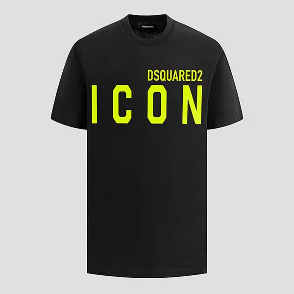 Áo Phông Dsquared2 Black Logo ICON Neon Green Printed S79GC0068 S23009 998 Màu Đen