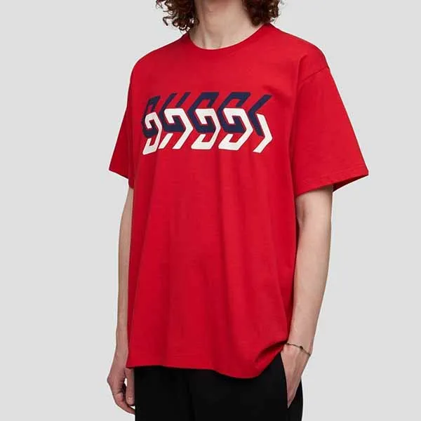 Áo Phông Gucci Geometric Block Logo 616036 XJDV9 6229 Màu Đỏ