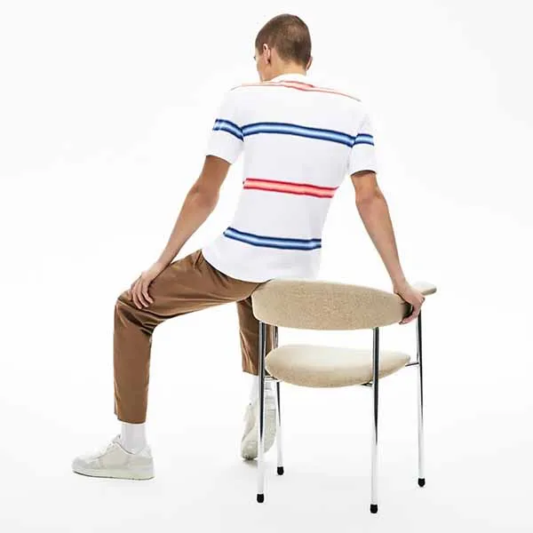 Áo Phông Lacoste Men's Short Sleeve Ombre Striped TH5065 RXT Màu Trắng Size XS
