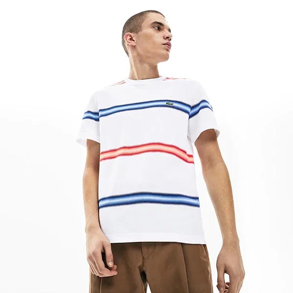 Áo Phông Lacoste Men's Short Sleeve Ombre Striped TH5065 RXT Màu Trắng Size 4 - M