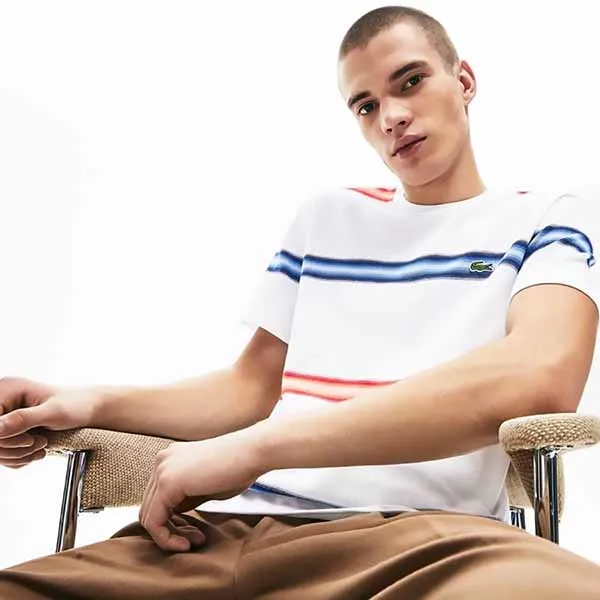 Áo Phông Lacoste Men's Short Sleeve Ombre Striped TH5065 RXT Màu Trắng Size XS
