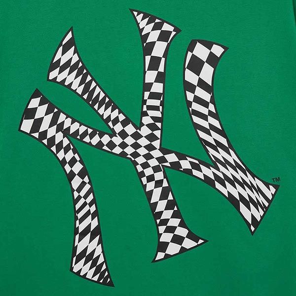 Áo Phông MLB Checkerboard Clipping Logo Overfit New York Yankees Tshirt 3ATSO0233-50GND Màu Xanh Green Size M - 3