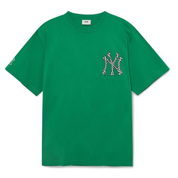 Áo Phông MLB Checkerboard Clipping Logo Overfit New York Yankees Tshirt 3ATSO0233-50GND Màu Xanh Green Size M - 1