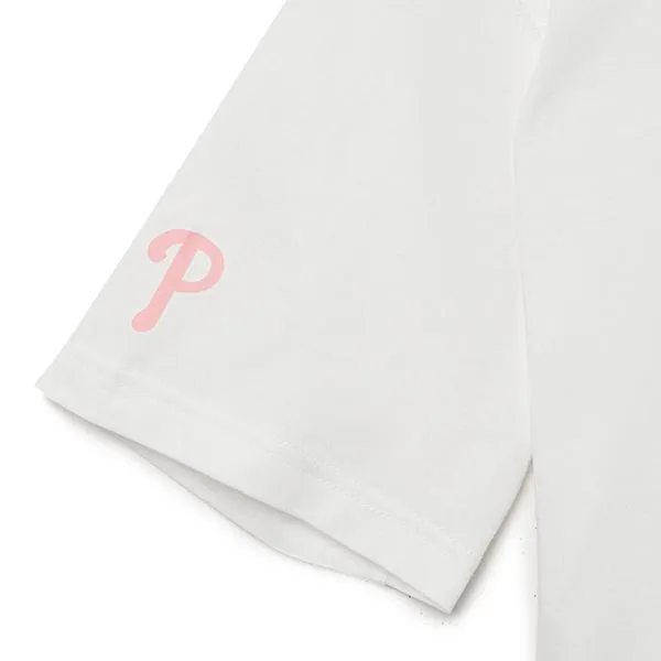 Áo Phông MLB Checkerboard Clipping Logo Overfit Philadelphia Phillies Tshirt 3ATSO0233-10WHS Màu Trắng Size S