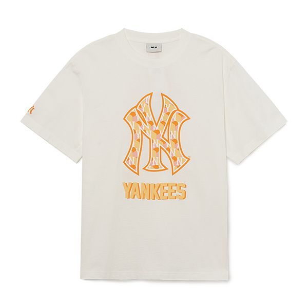 Áo Phông MLB Cube Clipping Monogram Overfit New York Yankees Tshirt 3ATSM0333-50CRS Màu Trắng Size XS - 1