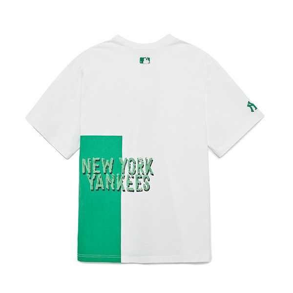 Áo Phông MLB Pop Art Graphic Mega Overfit New York Yankees Tshirt 3ATSL0433-50WHS Màu Xanh Trắng Size S - 4