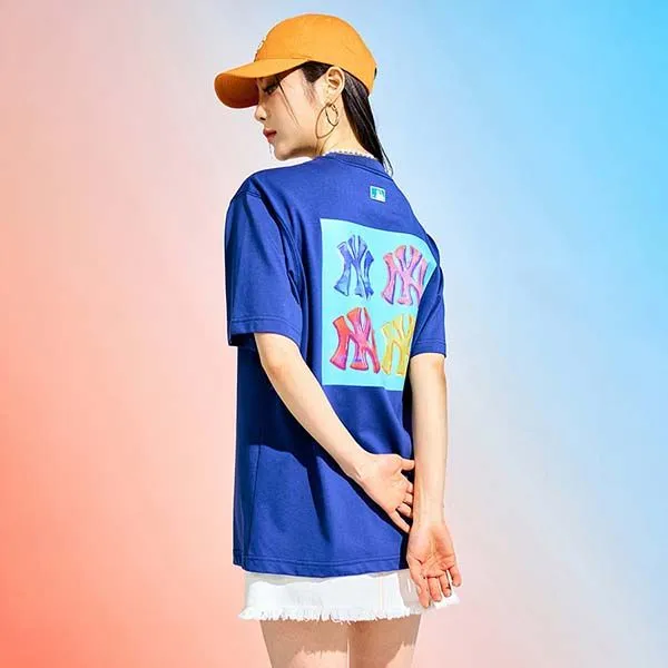 Áo Phông MLB Pop Art Graphic Overfit New York Yankees Tshirt 3ATSL0233-50NYL Màu Xanh Navy Size S