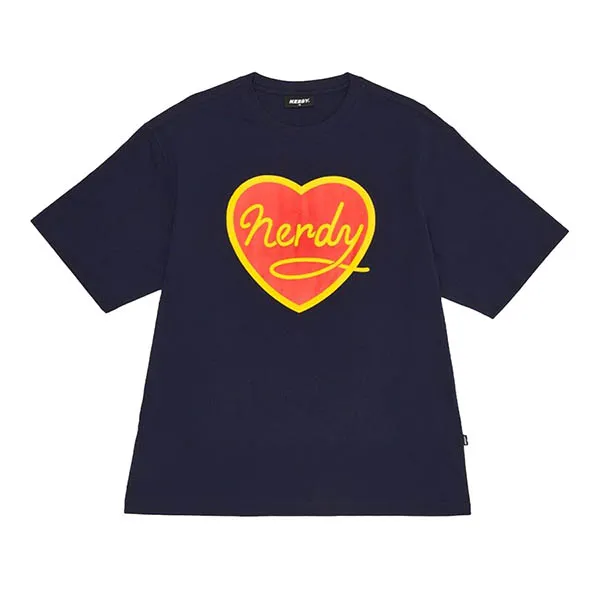 Áo Phông Nerdy Cursive Logo Heart Màu Xanh Navy - Thời trang - Vua Hàng Hiệu