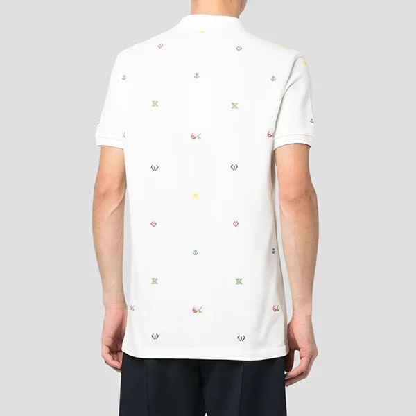 Áo Polo Kenzo Pixel Slim In White FD55PO0054PU 02 Màu Trắng