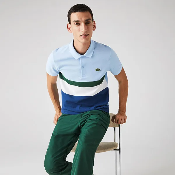 Áo Polo Lacoste Men's Regular Fit Colorblock Cotton Piqué PH1889.9A0 Màu Xanh Trắng Size S - Thời trang - Vua Hàng Hiệu