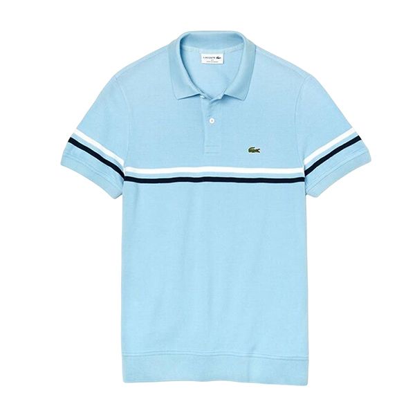 Áo Polo Lacoste Regular Fit Made In France Tricolour Striped Piqué Polo Shirt Màu Xanh Blue Size XS - 1