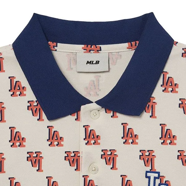 Áo Polo MLB Classic Logo Karati LA Dodgers 3LPQM0133-07CRS Màu Kem Size L
