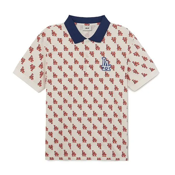 Áo Polo MLB Classic Logo Karati LA Dodgers 3LPQM0133-07CRS Màu Kem Size L