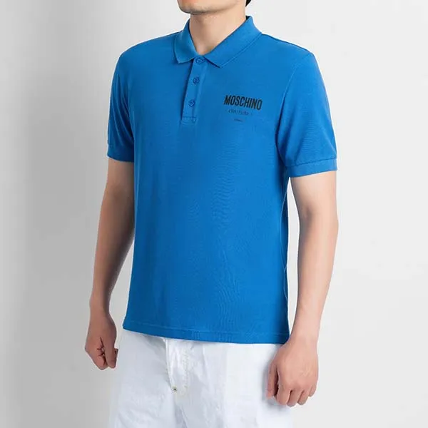 Áo Polo Moschino Logo Printed 212Z A1201 5242 1298 Màu Xanh Blue