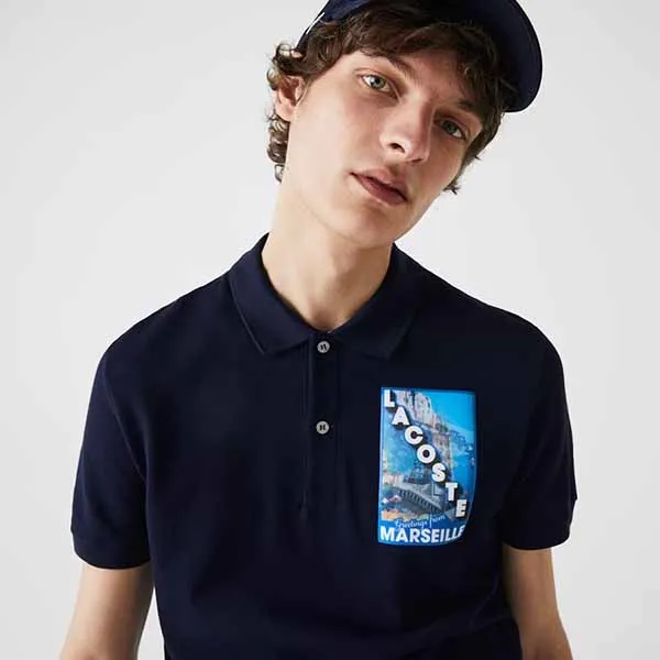 Áo Polo Nam Lacoste Men's Badge-Embellished Cotton Polo PH9727-51G-166 Màu Xanh Navy Size XS
