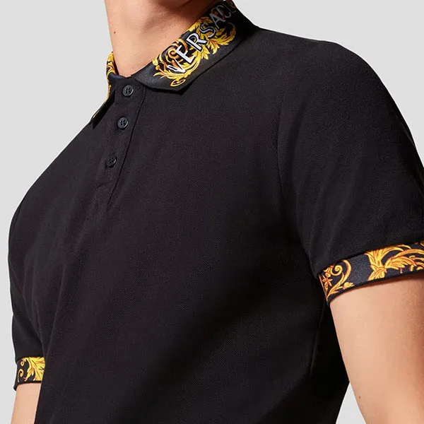 Áo Polo Versace Couture Black Logo Printed 74GAGT18 CJ01T 899 Màu Đen Size L - 3