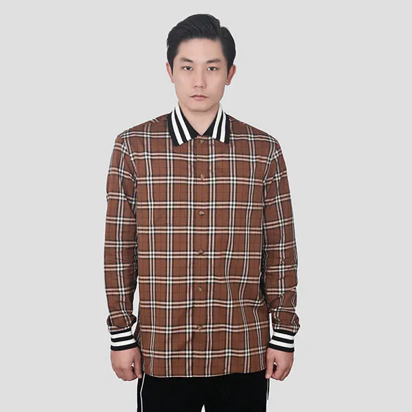 Áo Sơ Mi Burberry Checked Cotton Poplin Brown 80481811 Màu Nâu