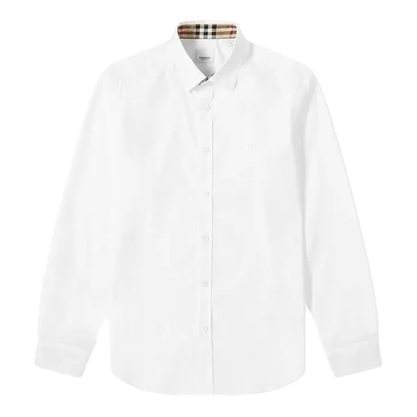 Áo Sơ Mi Burberry White With TB Monogram Motif 8032308 A1464 Màu Trắng Size M