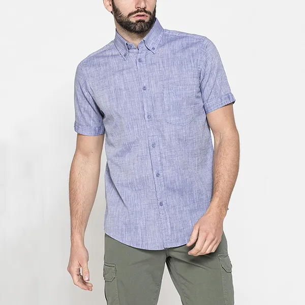 Áo Sơ Mi Carrera Jeans Linen-Effect Slub Cotton Shirt 213C1240A_694 Màu Xanh Tím Size M - Thời trang - Vua Hàng Hiệu