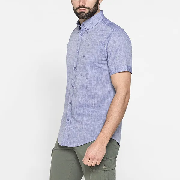 Áo Sơ Mi Carrera Jeans Linen-Effect Slub Cotton Shirt 213C1240A_694 Màu Xanh Tím Size M - Thời trang - Vua Hàng Hiệu