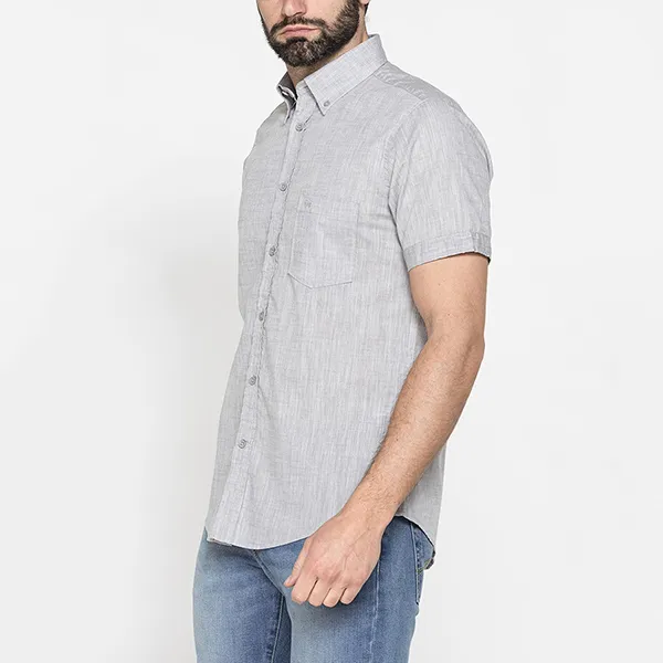 Áo Sơ Mi Carrera Jeans Linen-Effect Slub Cotton Shirt 213C1240A_842 Màu Xám Size M