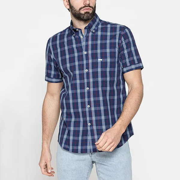 Áo Sơ Mi Carrera Jeans Short Sleeved Shirt 213C1230A_77J Kẻ Ca Rô Màu Xanh Navy Size M