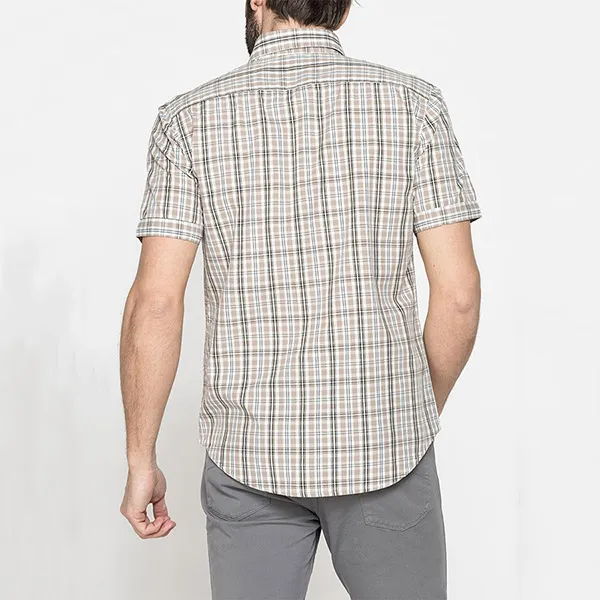 Áo Sơ Mi Carrera Jeans Short Sleeved Shirt 213C1230A_B38 Kẻ Ca Rô Màu Nâu Be Size M