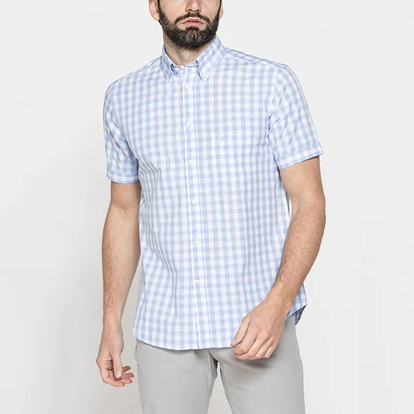 Áo Sơ Mi Carrera Jeans Short Sleeved Shirt 213C1230A_K60 Màu Xanh Kẻ Size L