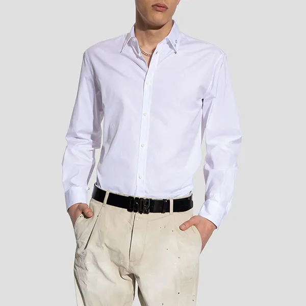 Áo Sơ Mi Dsquared2 White Logo Collo S71DM0629 S36275 100 Màu Trắng Size 48