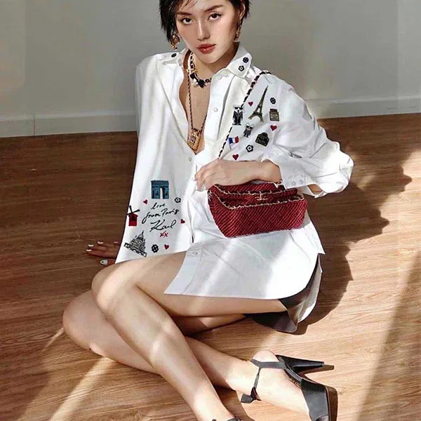 Áo Sơ Mi Karl Lagerfeld Love Form Paris Màu Trắng Size S